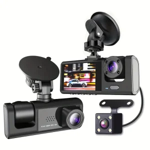 3 Channel Dash Cam Front And Rear Inside,1080P Dash Cam IR Night Vision